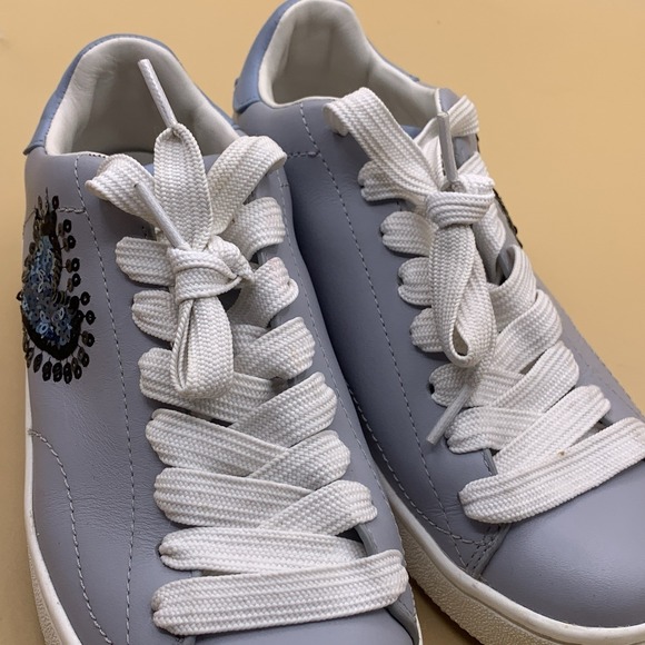 Coach x Keith Haring C101 Women's Lace Up Sneakers Blue Heart - Size 7B - Picture 9 of 12